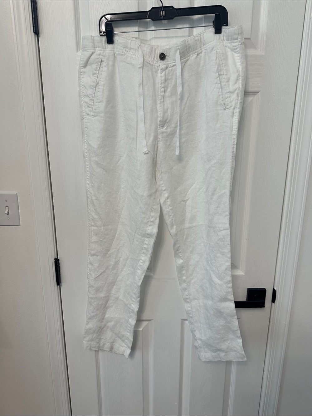 Tasso Elba White Linen Drawstring Chinos
